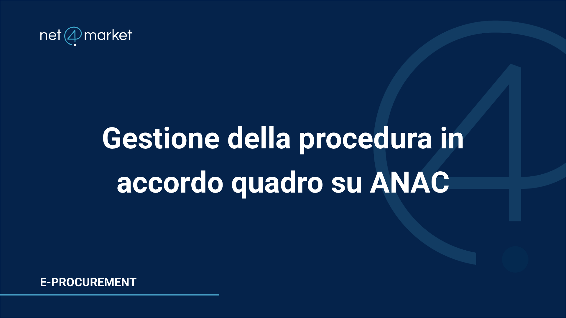 Gestione della procedura in accordo quadro su ANAC